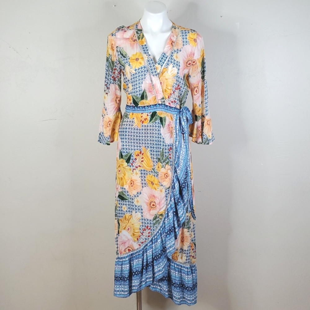 FARM Rio x Anthropologie Camilla Floral Wrap Dress